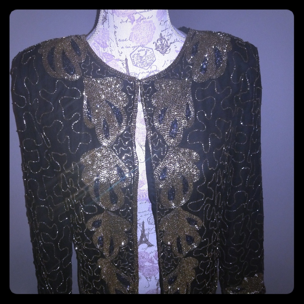 Black and Gold Beaded Jacket